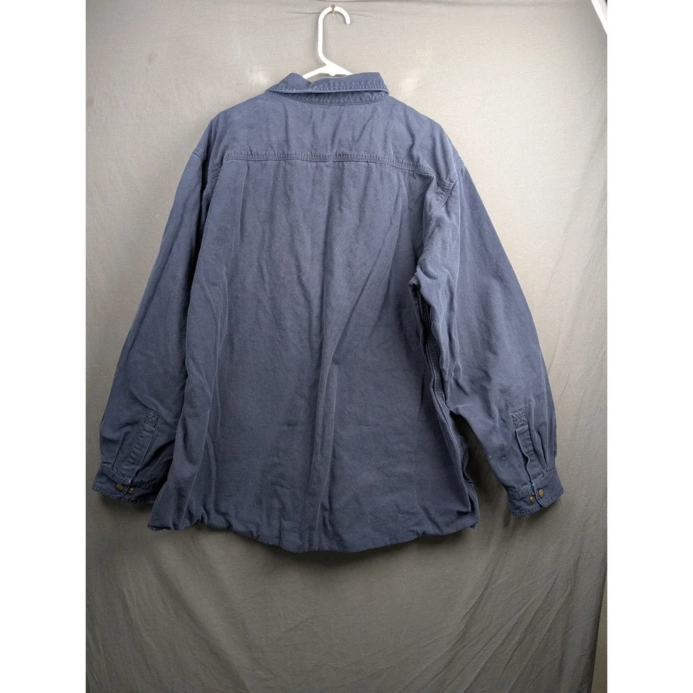 Carhartt Men's Flannel Lined Canvas Shirt Jacket Navy Blue NVY Workwear 2XL